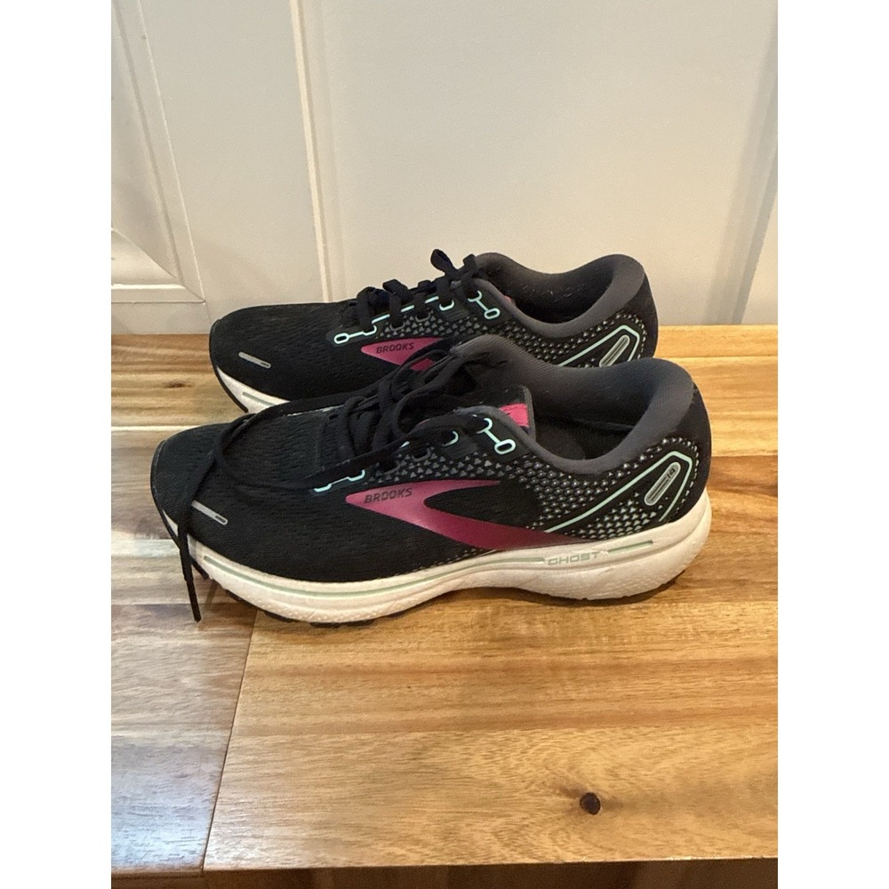 Brooks Ghost 14 Womens 8 B Black Pink Yucca Running Shoes 1203561B013 Box